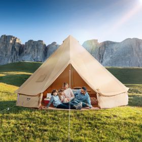 VEVOR Canvas Bell Tent, 4 Seasons 5 m/16.4 ft Yurt Tent, Canvas Tent for Camping with Stove Jack, Breathable Tent Holds up to 8 People