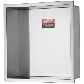 13"x13" No Tile Shower Niche 304 Stainless Steel, Wall-Inserted Niche Recessed Double Shelves